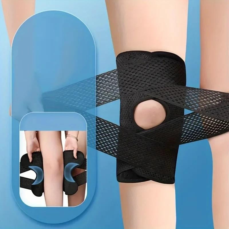 1Pc plus Size Knee Brace for Knee Pain, Compression Knee Support with Air Mesh Fabric, Adjustable Knee Wrap with Side Stabilizers, Ultra-Soft Bandage for Sports, Running, Meniscus Tear, ACL, Arthritis Relief