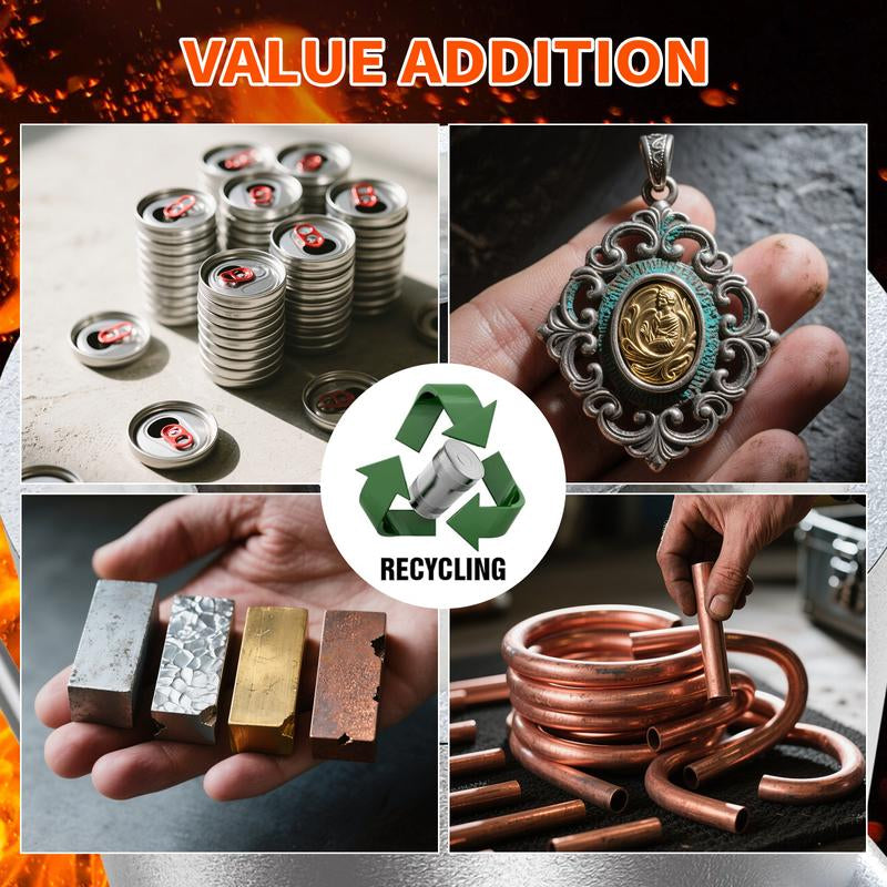 【Garvee】26Lbs/12Kg Propane Melting Furnace Kit - High Temperature 2370°F Metal Foundry Furnace with Large Capacity Crucible and Tong for Melting Copper, Silver, Aluminum, and Gold - Ideal for Beginners