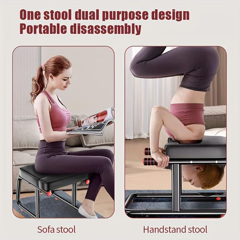 Foldable Yoga Inversion Bench Headstand Chair for Core Strength and Balance Training Portable Durable Home or Studio Use