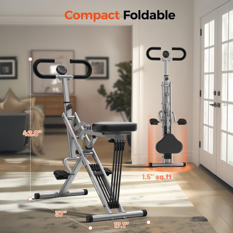 FLYBIRD Squat Machine for Home,Rodeo Core Exercise Machine,330Lbs Foldable,Adjustable 4 Resistance Bands,Ride & Rowing Machine for Botty Glutes Butt Thighs,Ab Back/Leg Press Hip Thrust