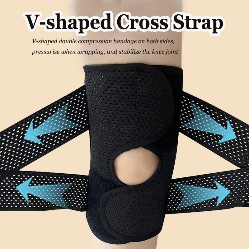 1Pc plus Size Knee Brace for Knee Pain, Compression Knee Support with Air Mesh Fabric, Adjustable Knee Wrap with Side Stabilizers, Ultra-Soft Bandage for Sports, Running, Meniscus Tear, ACL, Arthritis Relief