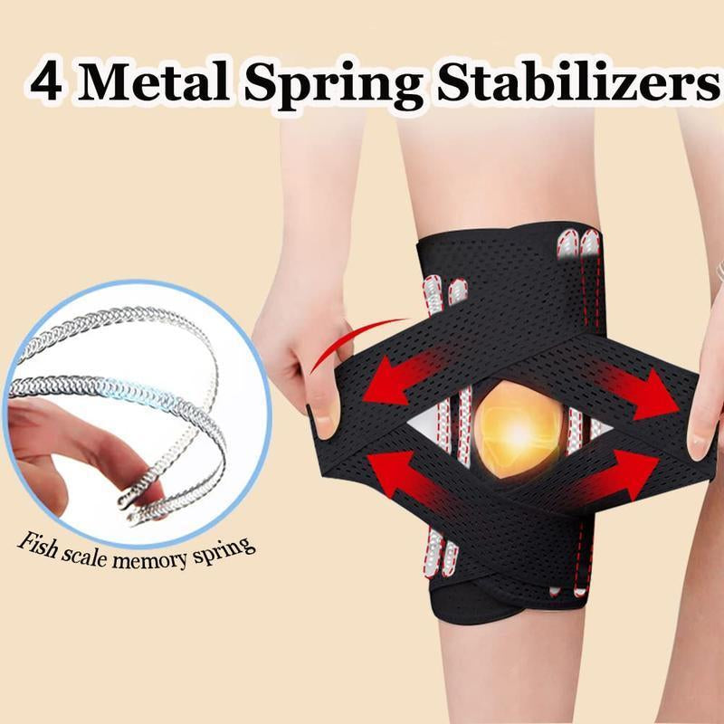 1Pc plus Size Knee Brace for Knee Pain, Compression Knee Support with Air Mesh Fabric, Adjustable Knee Wrap with Side Stabilizers, Ultra-Soft Bandage for Sports, Running, Meniscus Tear, ACL, Arthritis Relief