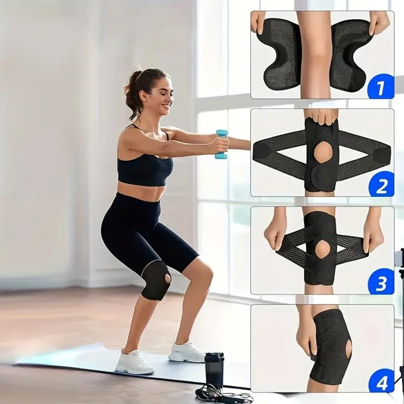 1Pc plus Size Knee Brace for Knee Pain, Compression Knee Support with Air Mesh Fabric, Adjustable Knee Wrap with Side Stabilizers, Ultra-Soft Bandage for Sports, Running, Meniscus Tear, ACL, Arthritis Relief