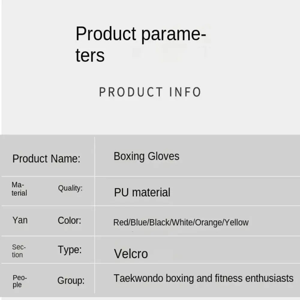 6/8/10/12/16Oz Kids Adult Boxing Gloves PU Breathable Professional Sanda Muay Thai Fighting Gloves Taekwondo Punching Gloves