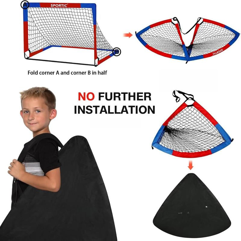 2 Pack Pop up Soccer Goals 4X3Ft Practice Net Carry Bag Ground Pegs Backyard Field Court Indoor Outdoor Park Multi Surface Training