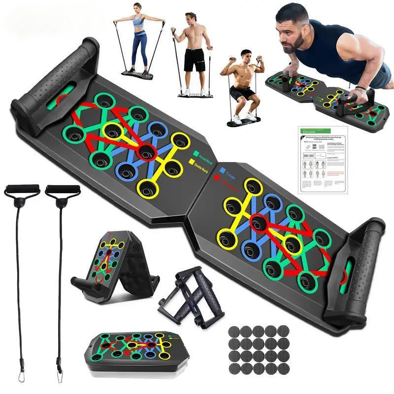 8-Piece Push-Up Board, Men'S Home Fitness , Foldable, Suitable for All Body Types, Push-Up Board Push Board Equipment Strength Training Set Equipment Multi-Functional Pushup Adjustable Chest