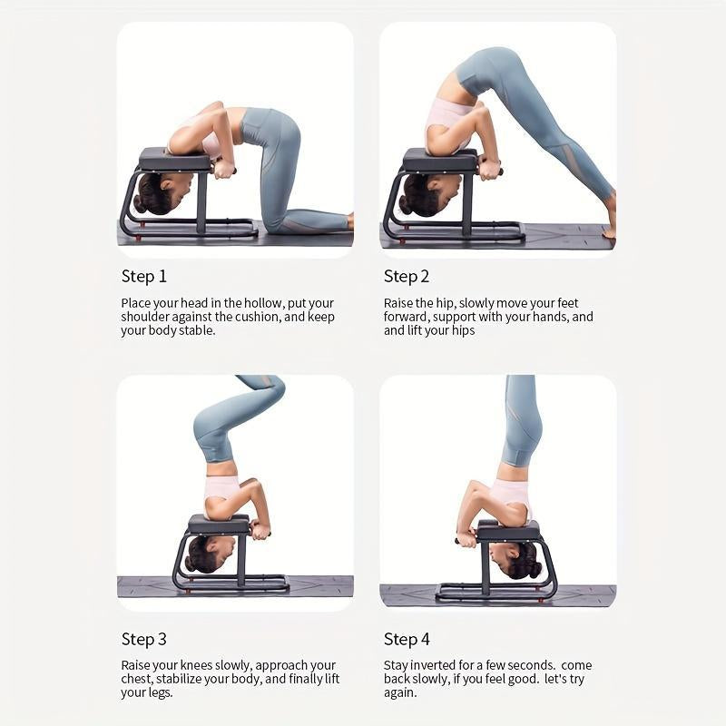 Foldable Yoga Inversion Bench Headstand Chair for Core Strength and Balance Training Portable Durable Home or Studio Use