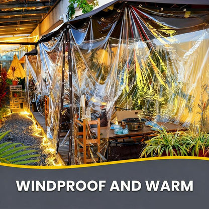 7*10FT Heavy-Duty Clear Waterproof Tarp - Reinforced Metal Grommets, UV & Mildew Resistant PE Material for Terrace, Chicken Coop, Porch, Sunshade, Plant Camping & Rainproof Tent
