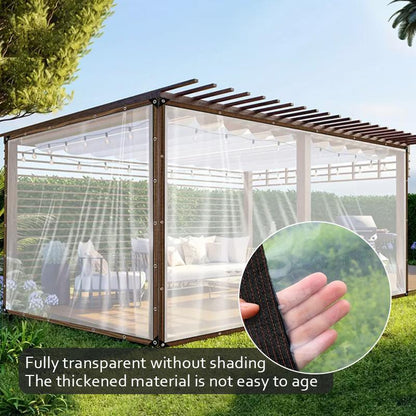7*10FT Heavy-Duty Clear Waterproof Tarp - Reinforced Metal Grommets, UV & Mildew Resistant PE Material for Terrace, Chicken Coop, Porch, Sunshade, Plant Camping & Rainproof Tent