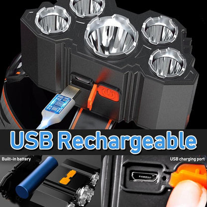 2 Pack-Usb Rechargeable Headlightings, 5 LED Lights, High Lumen Four Lighting Modes, Suitable for Outdoor, Camping, Work, Maintenance, Car Repair, or Home Emergency, Etc Gender Reveal Good Friend Men Funny Sock Strong Light Flashlight Durable Gifts