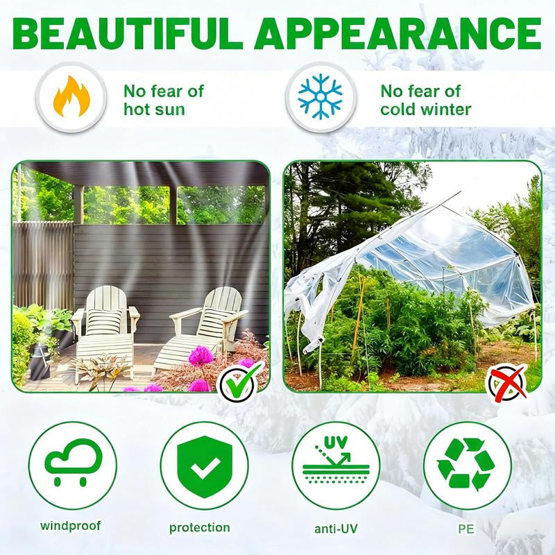 7*10FT Heavy-Duty Clear Waterproof Tarp - Reinforced Metal Grommets, UV & Mildew Resistant PE Material for Terrace, Chicken Coop, Porch, Sunshade, Plant Camping & Rainproof Tent