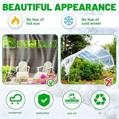 7*10FT Heavy-Duty Clear Waterproof Tarp - Reinforced Metal Grommets, UV & Mildew Resistant PE Material for Terrace, Chicken Coop, Porch, Sunshade, Plant Camping & Rainproof Tent