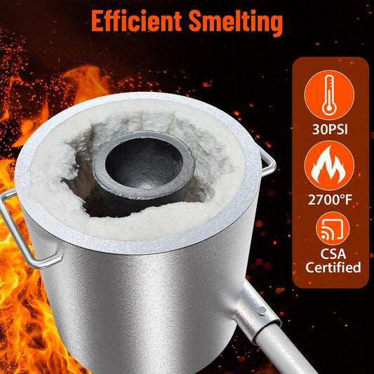 【Garvee】26Lbs/12Kg Propane Melting Furnace Kit - High Temperature 2370°F Metal Foundry Furnace with Large Capacity Crucible and Tong for Melting Copper, Silver, Aluminum, and Gold - Ideal for Beginners