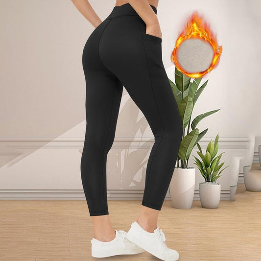 Women'S Fleece Lined High Waisted Thermal Warm Pants with Pockets for Cold Winter Workout and Yoga - Bottom, Womenswearpocket Legging