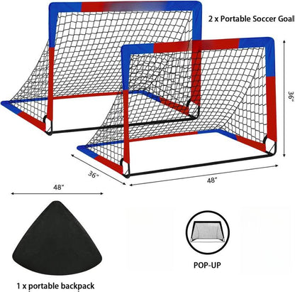 2 Pack Pop up Soccer Goals 4X3Ft Practice Net Carry Bag Ground Pegs Backyard Field Court Indoor Outdoor Park Multi Surface Training