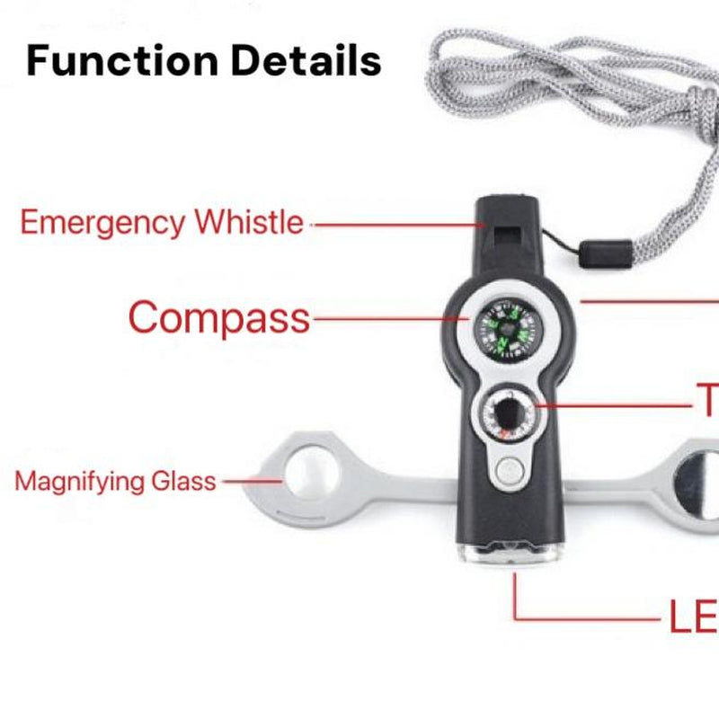 7-In-1 SURVIVAL MUST-HAVE! Light, Compass & Thermometer!