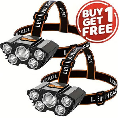 2 Pack-Usb Rechargeable Headlightings, 5 LED Lights, High Lumen Four Lighting Modes, Suitable for Outdoor, Camping, Work, Maintenance, Car Repair, or Home Emergency, Etc Gender Reveal Good Friend Men Funny Sock Strong Light Flashlight Durable Gifts
