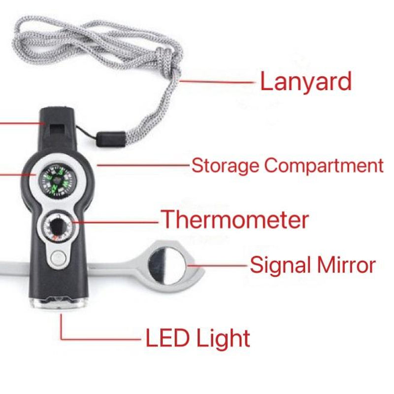 7-In-1 SURVIVAL MUST-HAVE! Light, Compass & Thermometer!