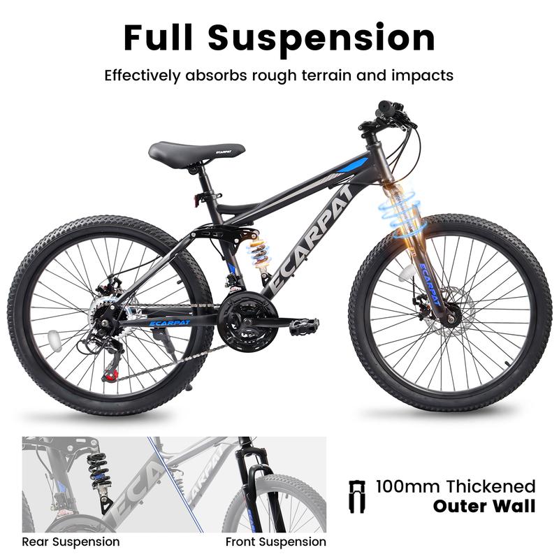 27.5 Inch Full Suspension Mountain Bike with Dual Shock Absorbers - All-Terrain Trail Bike for Men and Women, 21-Speed Smooth Ride for Fitness and Commuting Bicicleta Montaña Glerc Bikes Urban Bikes