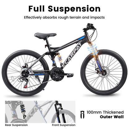 27.5 Inch Full Suspension Mountain Bike with Dual Shock Absorbers - All-Terrain Trail Bike for Men and Women, 21-Speed Smooth Ride for Fitness and Commuting Bicicleta Montaña Glerc Bikes Urban Bikes