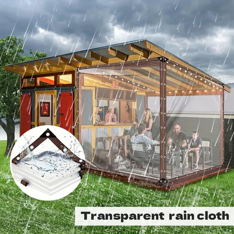 7*10FT Heavy-Duty Clear Waterproof Tarp - Reinforced Metal Grommets, UV & Mildew Resistant PE Material for Terrace, Chicken Coop, Porch, Sunshade, Plant Camping & Rainproof Tent