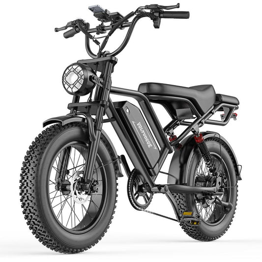 【Voltvogue-Qlaway 】Electric Bike, Peak Power 1500W, Full Suspension, Top Speed 31 MPH, Range 40-70 Miles, 48V 18Ah Removable Battery, 2-Seater Design, LED Headlights, 20-Inch All-Terrain Fat Tires, UL 2849 Certified. Ebike Electric Motorcycle