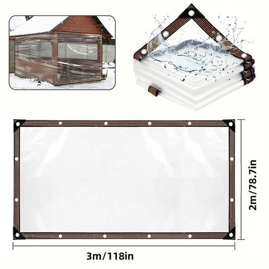 7*10FT Heavy-Duty Clear Waterproof Tarp - Reinforced Metal Grommets, UV & Mildew Resistant PE Material for Terrace, Chicken Coop, Porch, Sunshade, Plant Camping & Rainproof Tent