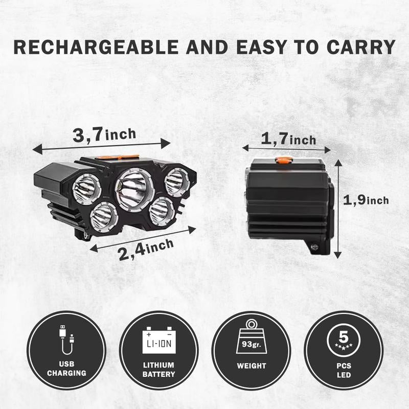 2 Pack-Usb Rechargeable Headlightings, 5 LED Lights, High Lumen Four Lighting Modes, Suitable for Outdoor, Camping, Work, Maintenance, Car Repair, or Home Emergency, Etc Gender Reveal Good Friend Men Funny Sock Strong Light Flashlight Durable Gifts