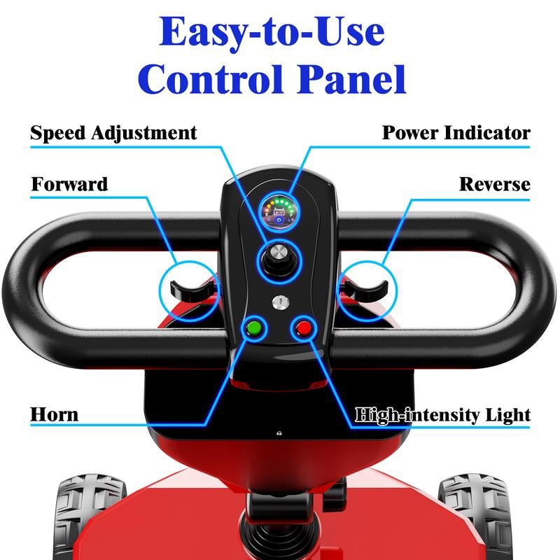 4 Wheel Foldable Mobility Scooters for Adults, Folding Travel Mobility Scooter with Seat, Electric Wheelchair, Powered Lightweight Motorized Scooter - Red