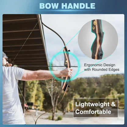 62" Recurve Bow 20-25Lbs Takedown Bow with Carbon Arrows Set for Beginner or Adults Outdoor Archery Practice