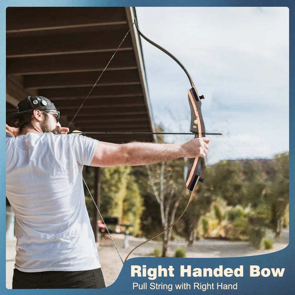 62" Recurve Bow 20-25Lbs Takedown Bow with Carbon Arrows Set for Beginner or Adults Outdoor Archery Practice
