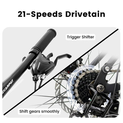 27.5 Inch Full Suspension Mountain Bike with Dual Shock Absorbers - All-Terrain Trail Bike for Men and Women, 21-Speed Smooth Ride for Fitness and Commuting Bicicleta Montaña Glerc Bikes Urban Bikes