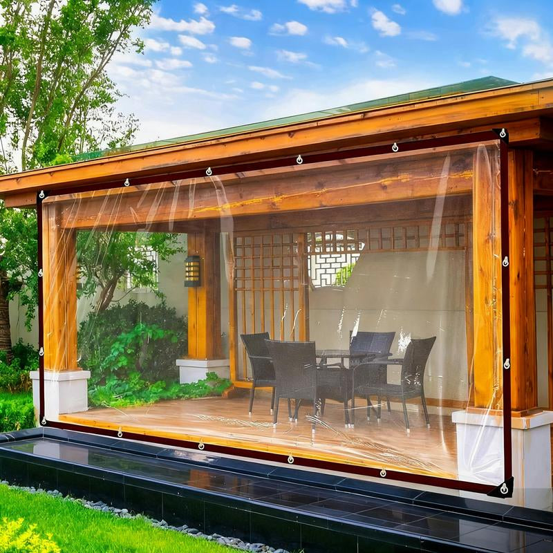 7*10FT Heavy-Duty Clear Waterproof Tarp - Reinforced Metal Grommets, UV & Mildew Resistant PE Material for Terrace, Chicken Coop, Porch, Sunshade, Plant Camping & Rainproof Tent