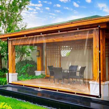 7*10FT Heavy-Duty Clear Waterproof Tarp - Reinforced Metal Grommets, UV & Mildew Resistant PE Material for Terrace, Chicken Coop, Porch, Sunshade, Plant Camping & Rainproof Tent