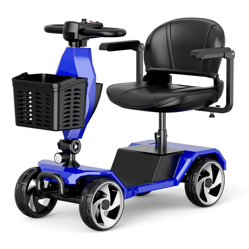 4 Wheel Foldable Mobility Scooters for Adults, Folding Travel Mobility Scooter with Seat, Electric Wheelchair, Powered Lightweight Motorized Scooter - Red