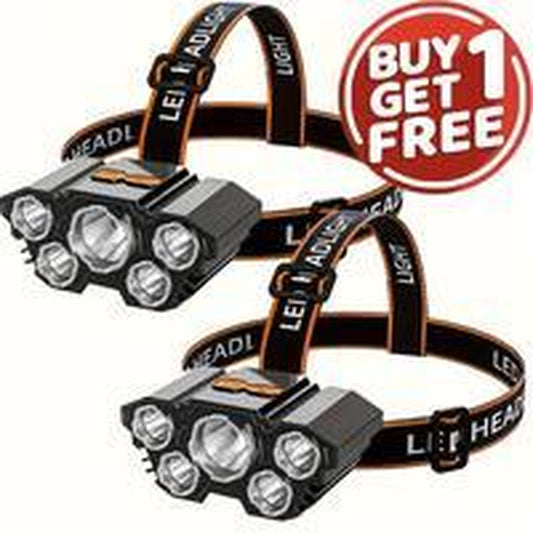 2 Pack-Usb Rechargeable Headlightings, 5 LED Lights, High Lumen Four Lighting Modes, Suitable for Outdoor, Camping, Work, Maintenance, Car Repair, or Home Emergency, Etc Gender Reveal Good Friend Men Funny Sock Strong Light Flashlight Durable Gifts
