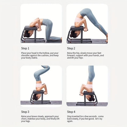 Foldable Yoga Inversion Bench Headstand Chair for Core Strength and Balance Training Portable Durable Home or Studio Use