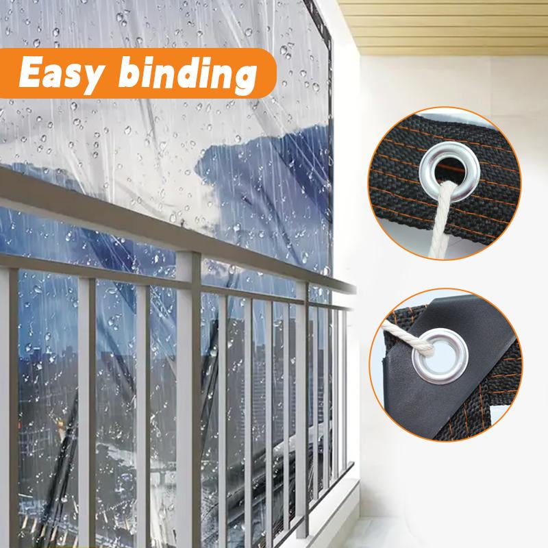 7*10FT Heavy-Duty Clear Waterproof Tarp - Reinforced Metal Grommets, UV & Mildew Resistant PE Material for Terrace, Chicken Coop, Porch, Sunshade, Plant Camping & Rainproof Tent